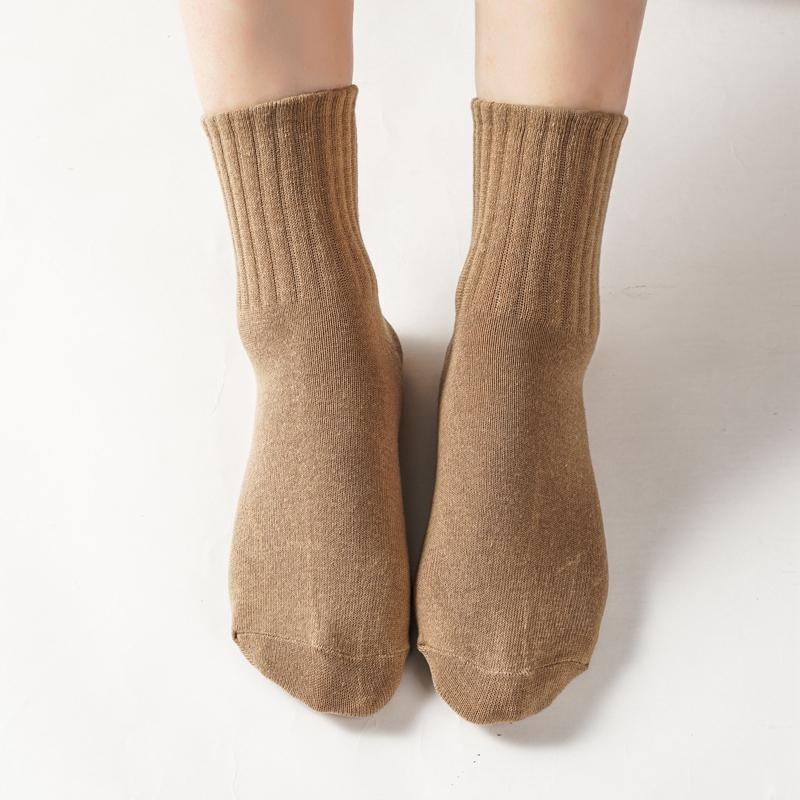 Calcetines de tubo medio para mujer, de algodón puro, desodorizantes, absorbentes del sudor, de primavera y otoño, sin huesos y antibolitas