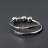925 Sterling Silver Adjustable Beaded Ring – Handmade Open Band Ring with Three Ball Design, Minimalist Stacking Ring, Unisex Boho Jewelry
