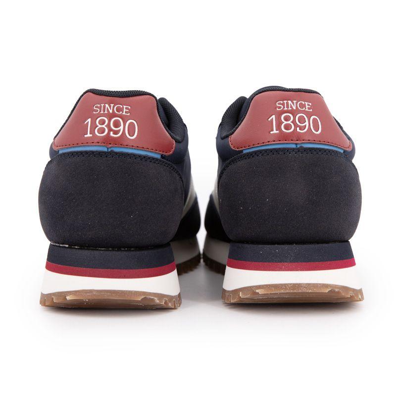 Men's US POLO Navy Blue City Sneakers with Notched Sole and White Laces