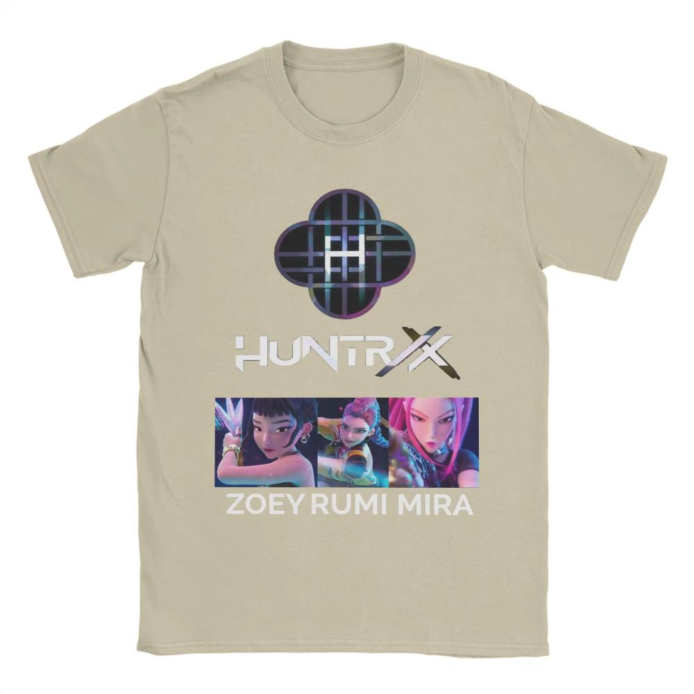 K-POP Demon Hunters T Shirt Beach Huntrix with Logo Name Harajuku T Shirts Men Cotton Plus Size Clothing Women Short Sleeve Tops