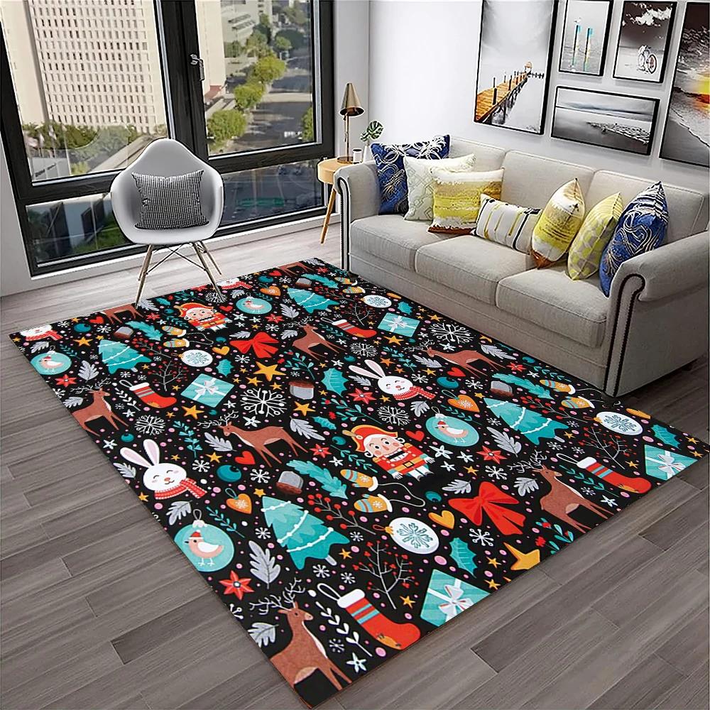 3D Nutcracker Christmas Tree Cartoon Carpet Rug for Home Living Room Bedroom Sofa Playroom Doormat Decor,kids Non-slip Floor Mat