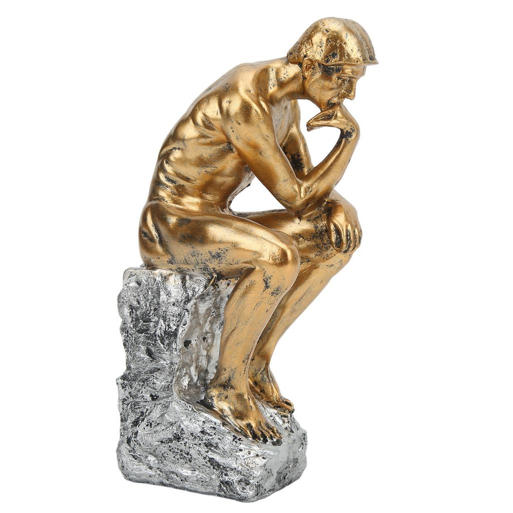 Statua del Pensatore Stile Retrò Linee Energetiche Stabile Antiscivolo Resina Durevole Statua dell'Uomo Pensante per