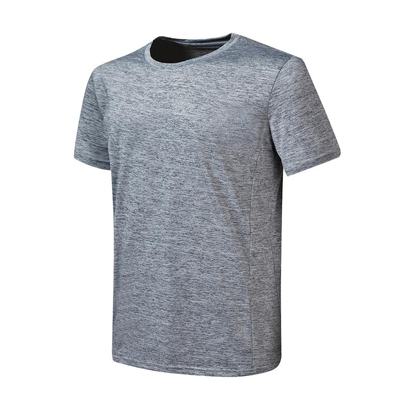Quick-drying T-shirt Large size men's elastic short-sleeved sports running fitness breathable yoga thin top Quick-drying outdoor light and thin