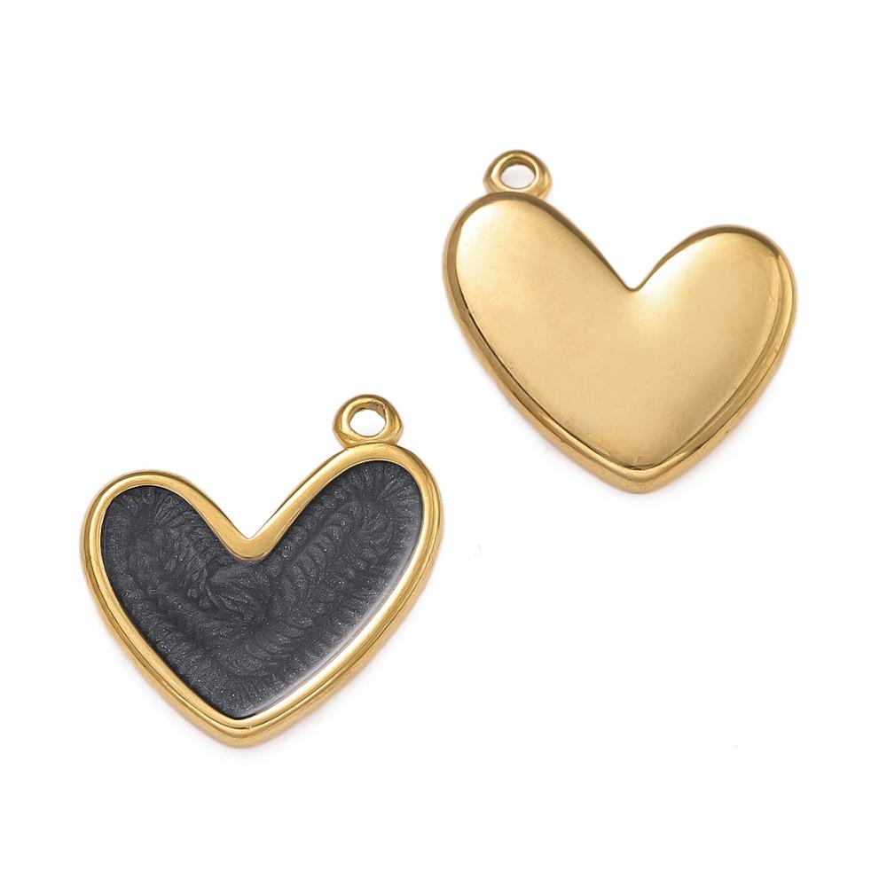 

2Piece/Pack Stainless Steel Colorful Enamel Heart Charms for DIY Necklace Bracelet Earrings Trendy Jewelry Making Findings чёрный