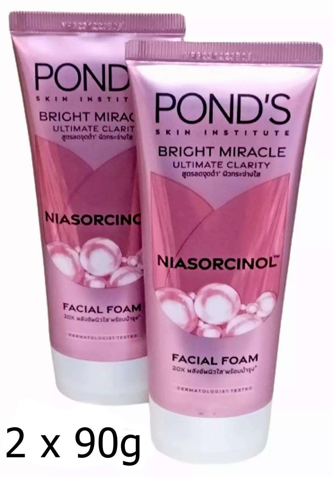

2 x 90 г Pond s Bright Miracle Ultimate Clarity Niasorcinol Foam Cleanser 90g x 2 Pack рожевий
