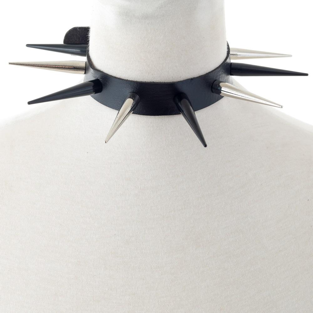 Großer Stachel-Choker Punk Kunstleder Halsband für Damen Herren Cooler Nieten-Choker Goth Style Halskette Gothic Accessoires
