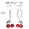 Orecchini a Cerchio Pendenti Ciliegia Placcati in Argento S925 per Donna Zirconi Pavé Smalto Rosso Frutta Pendenti Carini Gioielli Estivi Regalo