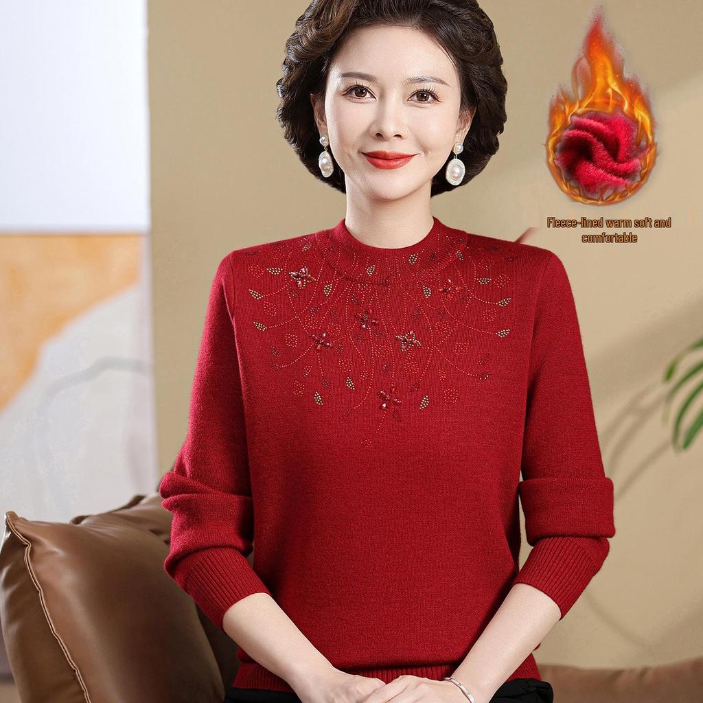 Women's Plus Velvet Thick Knit Sweater - Warm & Stylish Base Layer for Autumn/Winter