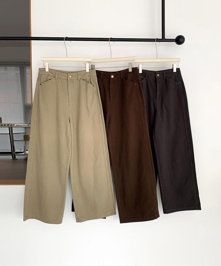 Baseukala Peach Cotton Wide Pants (3Colors)