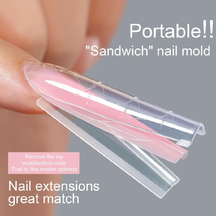 256Pcs Sandwich Plastic Nail Extension Forms Quick Easy No Paper Backing for Salon and Personal Styling