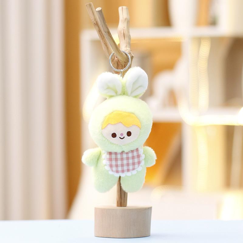 Rabbit Bib Key Chain Cartoon Toy Backpack Pendant Decoration Plush Cute Doll