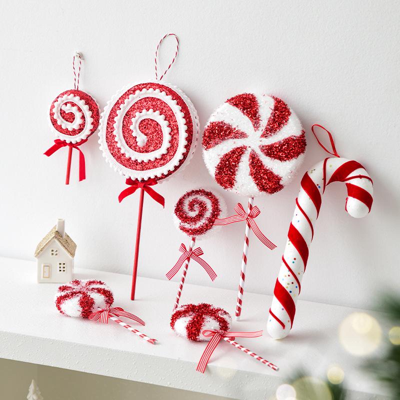 Festive Oversized Candy Cane Tree Ornaments - Creative Christmas Pendants