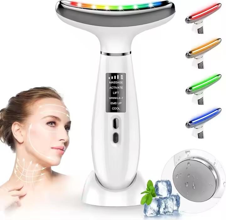 Neck Beauty Device: Anti-Wrinkle Vibration Massager & LED Skin Lifter