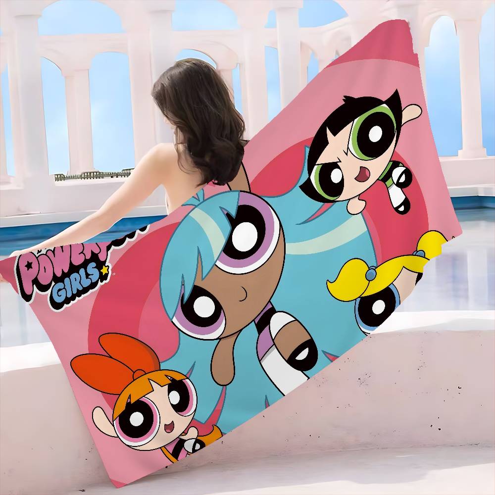 Anime P-Powerpuff-GirlS Beach Towel Colorful Bath Towels for Girl Microfiber Quick Dry Custom Sand Free Beach Yoga Spa Gym Pool