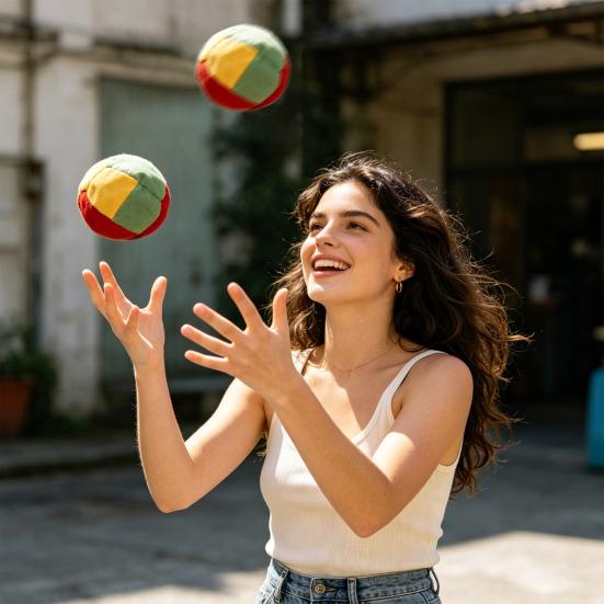 World Footbag, Handwoven Juggling Balls for Kids Adults, Soft Stress Relief Toy for Outdoor Party Game Entertainment