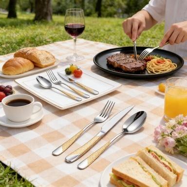 16/32/48PCS Stainless Steel Flatware Set, High-quality Rust-resistant Material Mirror Polished, Dishwasher Safe