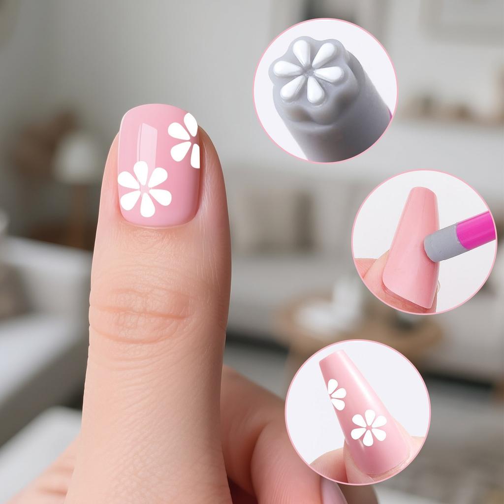 Nail Pattern Pen Set, Including Flower Pattern  Pen,  And Dotting Tools In Various Patterns, Nail DIY Kit.