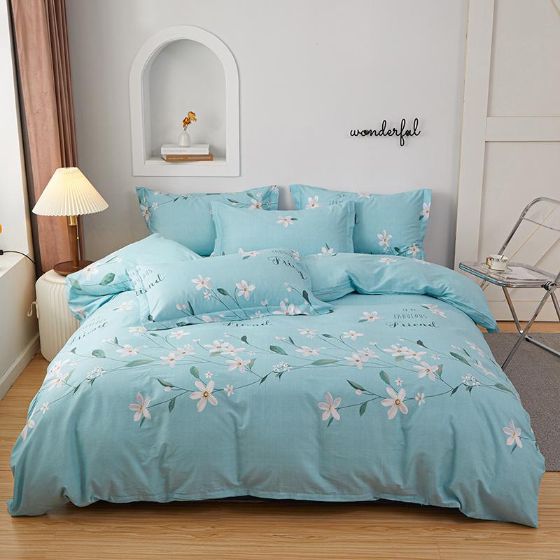 Fresh Floral Duvet Cover Set 100% Cotton Garden Style Pattern Queen Size Bedding Set Quilt Cover with Pillowcases for All Season