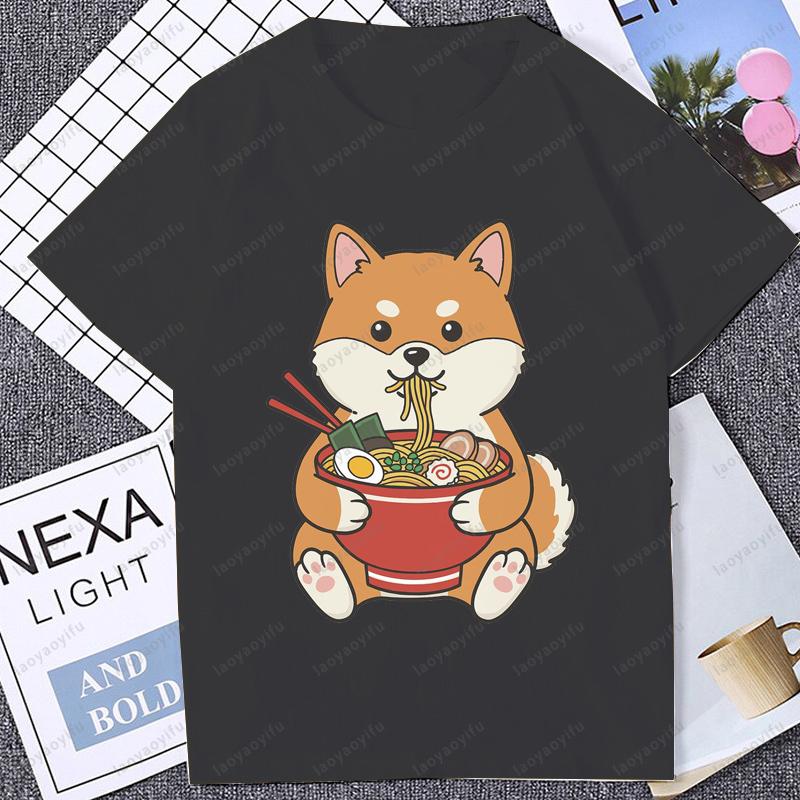 Funny Shiba Inu Graphic Cartoon T Shirt Short Sleeve Humor Japanese Dog Printed T-shirt Casual Streetwear Soft Tshirts
