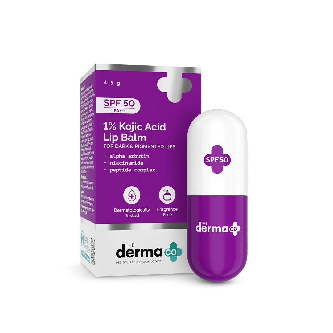 Бальзам для губ The Derma Co с 1% койевой кислоты SPF 50 PA+++ С арбутином и пептидным комплексом Для темных губ 4,5 г