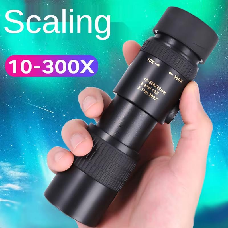 

10-300x40 Zoom Telescope HD 4K Portable Strong Long Range Professional Monocular with BAK4 Prisms Ideal for Hunting Camping
