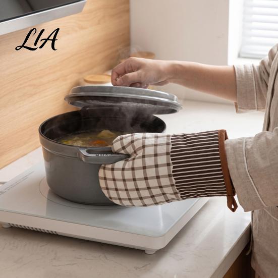 Reusable Cotton Cooking Mitts Oven Mitts, Heat Resistant Kitchen Gloves for Women, 100% Anti Decorative Polka Dot Plaid Scald Non-Slip Padded & Baking
