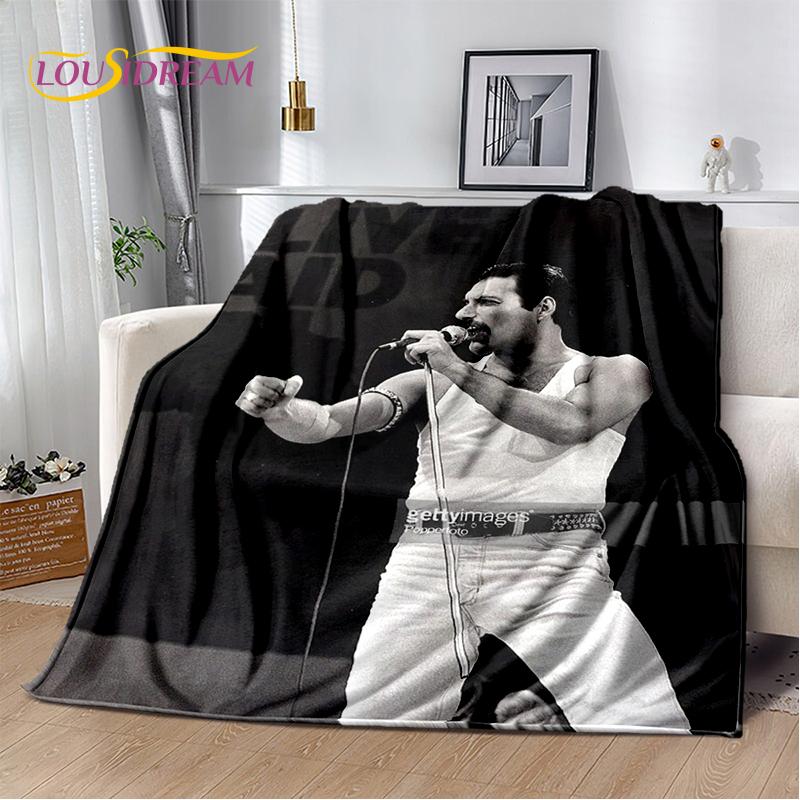 2025 Classics Queen-Rock-Band Freddie Blanket,Soft Throw Blanket for Home Bedroom Bed Sofa Picnic Travel Office Cover Gifts Kids