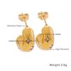 18K Gold Plated White Diamond Hoop & Stud Earrings - French Style Titanium Steel