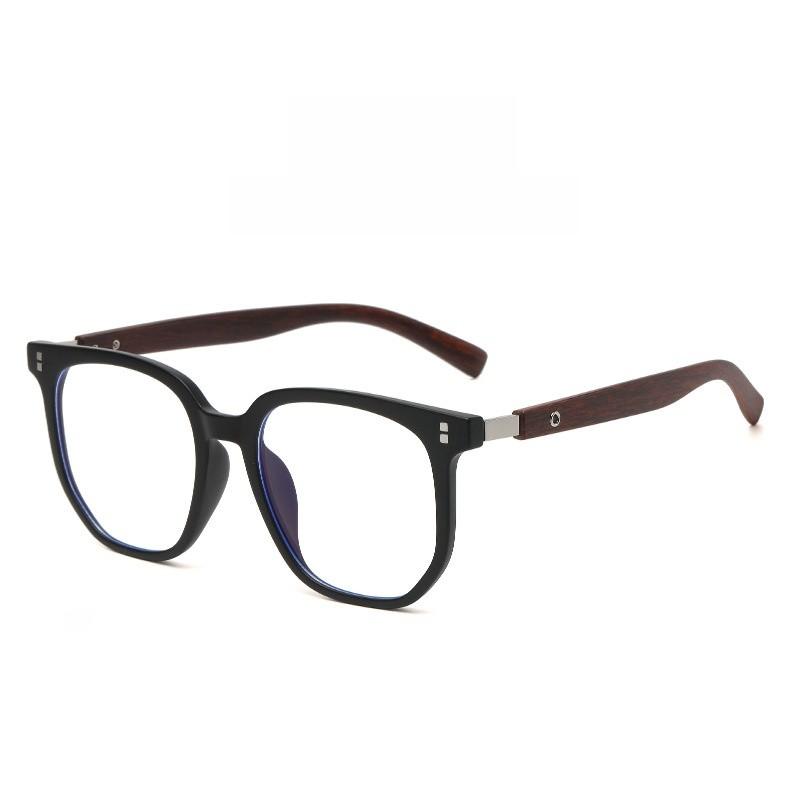 Tr Retro Woodgrain Blue Light Blocking Glasses With Clear Frame For Stylish Office Wear