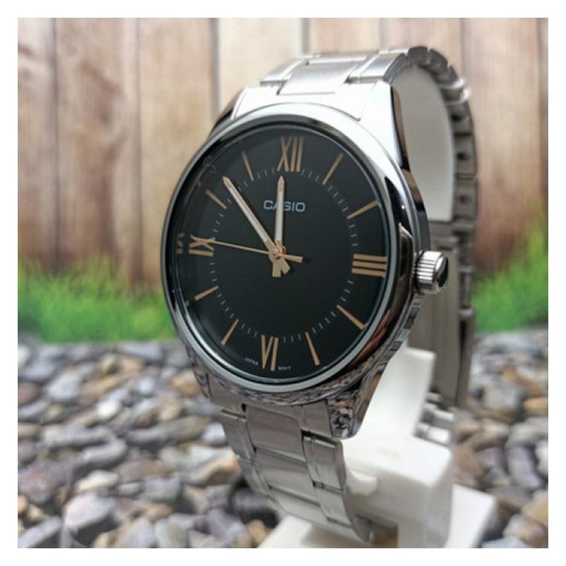 Casio STANDARD Series Classic Simple Exquisite Fashion Waterproof Tri-fold Buckle Quartz Movement Stainless Steel Strap Japanese and MTP-V005D-1B5