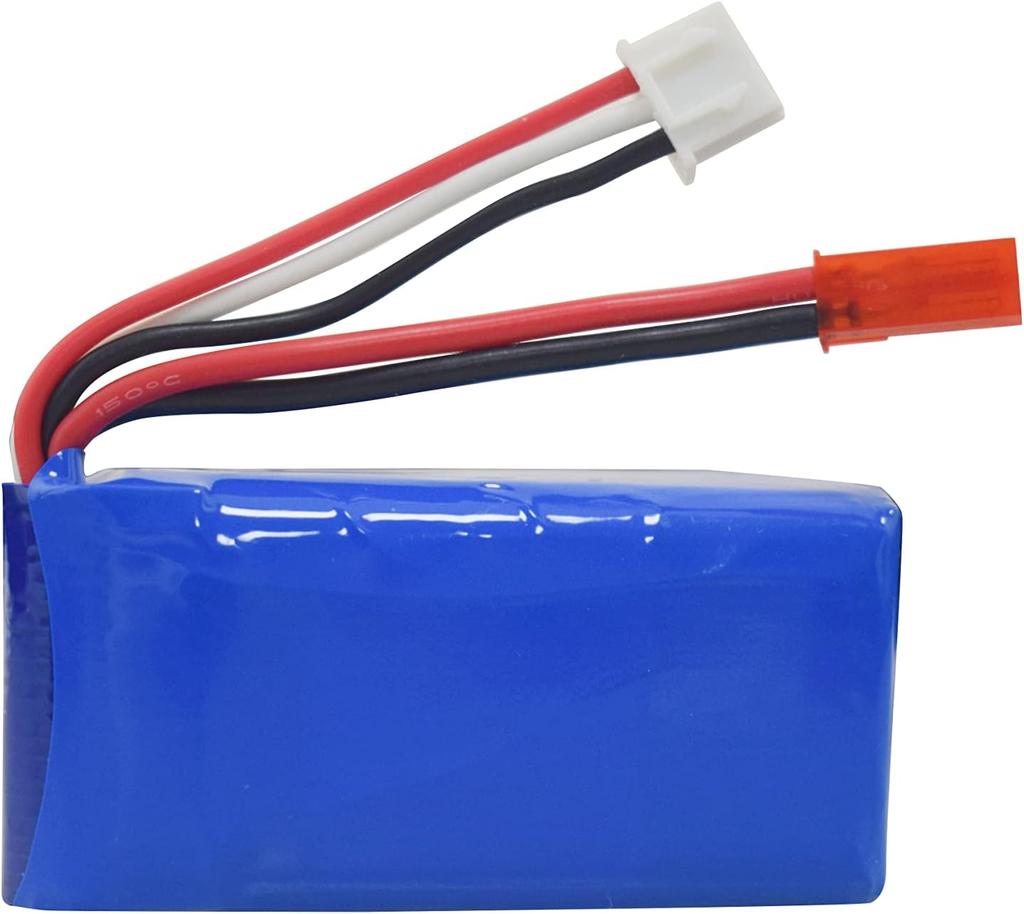 2× 7.4V 1100mAh LiPo Battery Kit with Charger – Compatible with WLtoys A949, A959, A979, K929 – High Capacity – Blue
