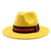 Ji Nan Ladies Black Wool Jazz Hat Big Eaves Hat Flat Edge Top Hat Czy-054