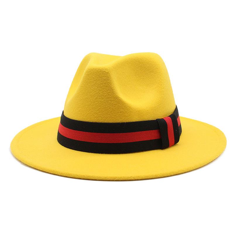 Ji Nan Ladies Black Wool Jazz Hat Big Eaves Hat Flat Edge Top Hat Czy-054