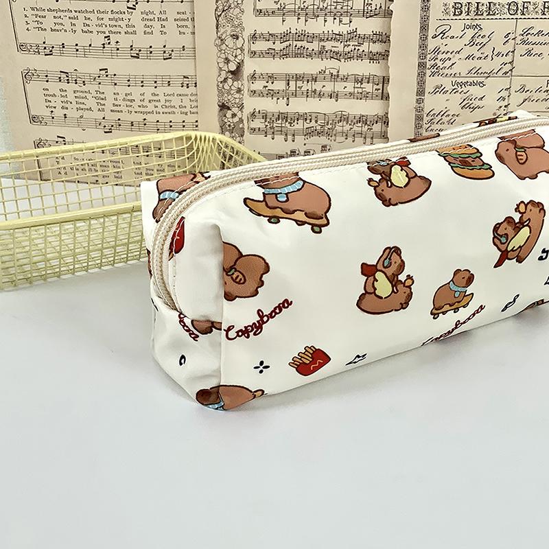 Cute Kawaii Good-Looking Capibala Pattern Print Stationery Bag Simple Pencil Case Pen Bag School Supplies Student Gift