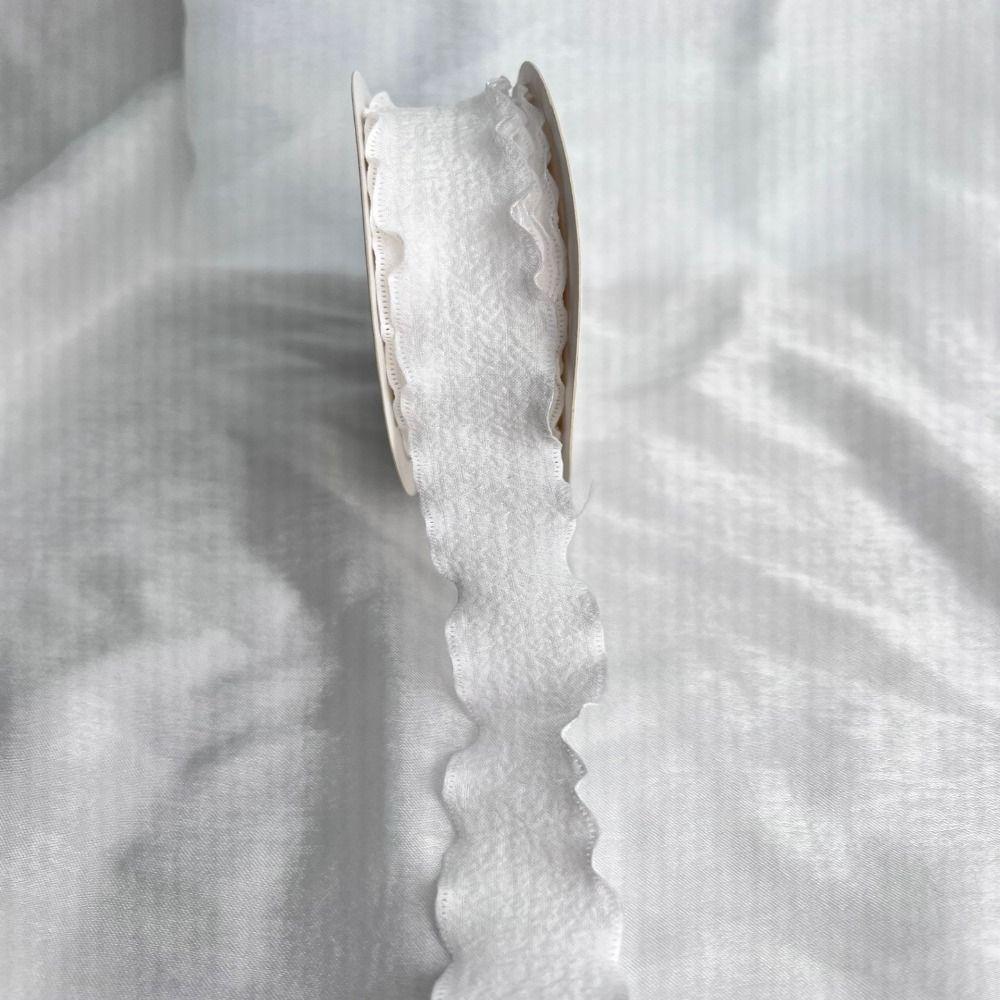 

Linen High-End Fishnet Tulle Ruffled Edge Ribbon One Size белый