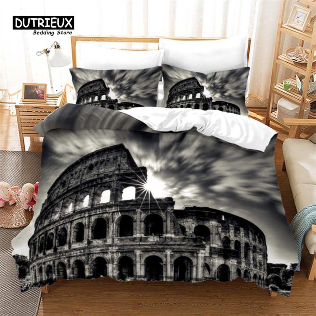 Europe City Building Bedding Set 3D Print Duvet Cover Cartoon Comforter Cover King For Kids Child Teen Boys Girls Bedroom Decor