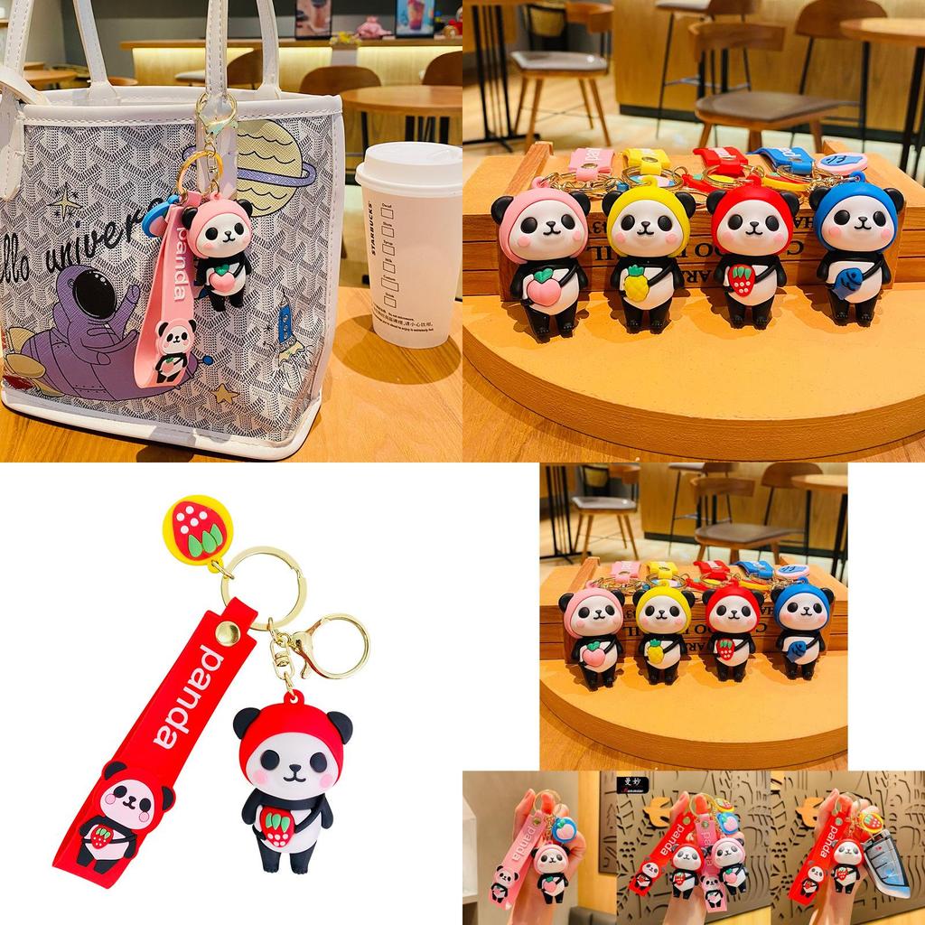 Cute Fruit Panda Keychain Trendy Car Charm Or Backpack Decoration