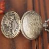 Vintage Bronze Wolf Animal Head Relief Quartz Pocket Watch with Necklace Chain Pendant Great Gift for Men's Kids Clock Watch