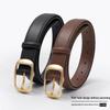 Women's Versatile Black Leather Belt - Fashionable Decorative Waistband for Jeans