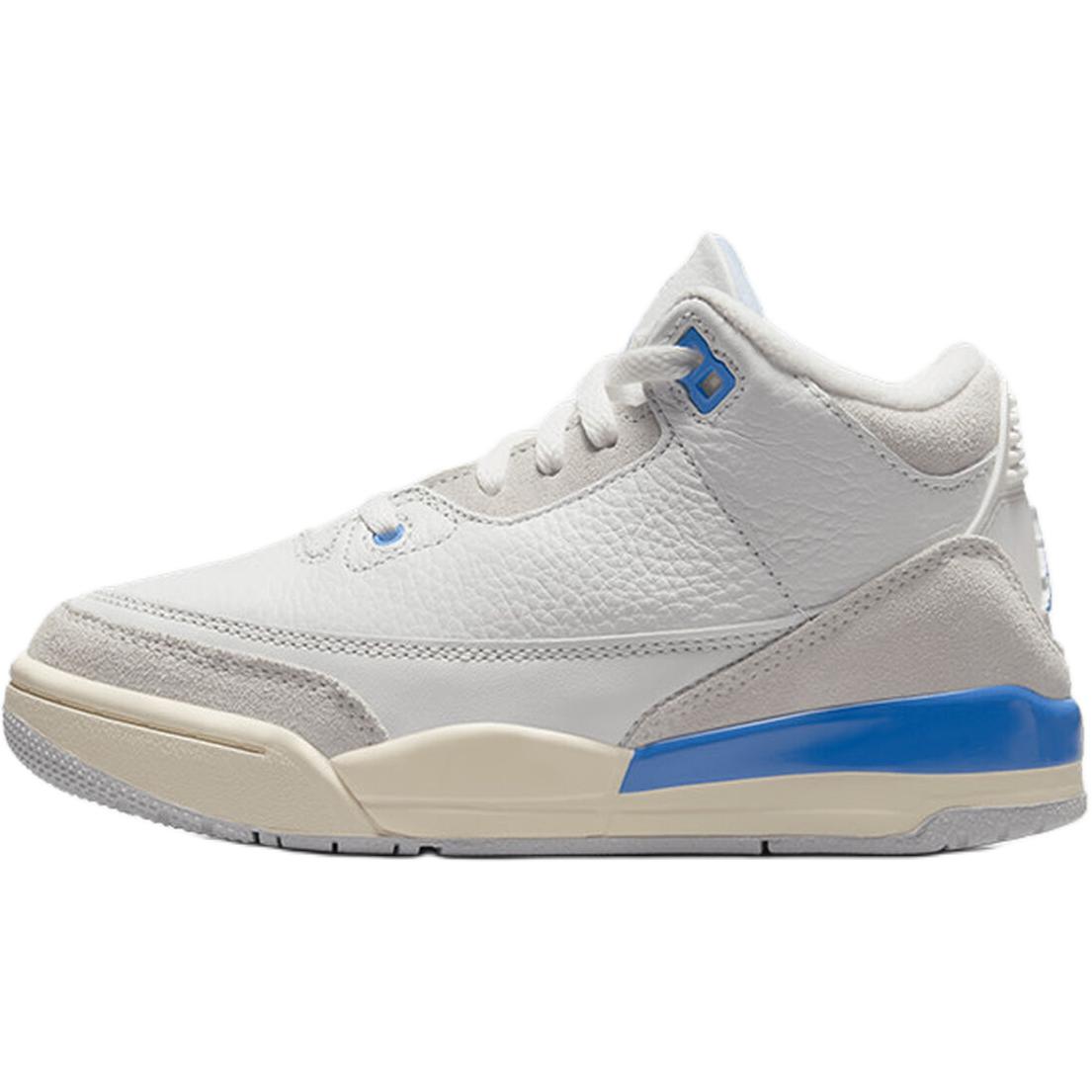 

Jordan Air Jordan 3 Mid top Children s Basketball Shoes White Blue Children Aged 3 7 Years Old DM0966-101 29.5
