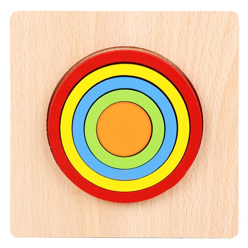 Montessori Wooden Geometric Shape Matching Puzzle & Ring Toss Educational Toy for Kids