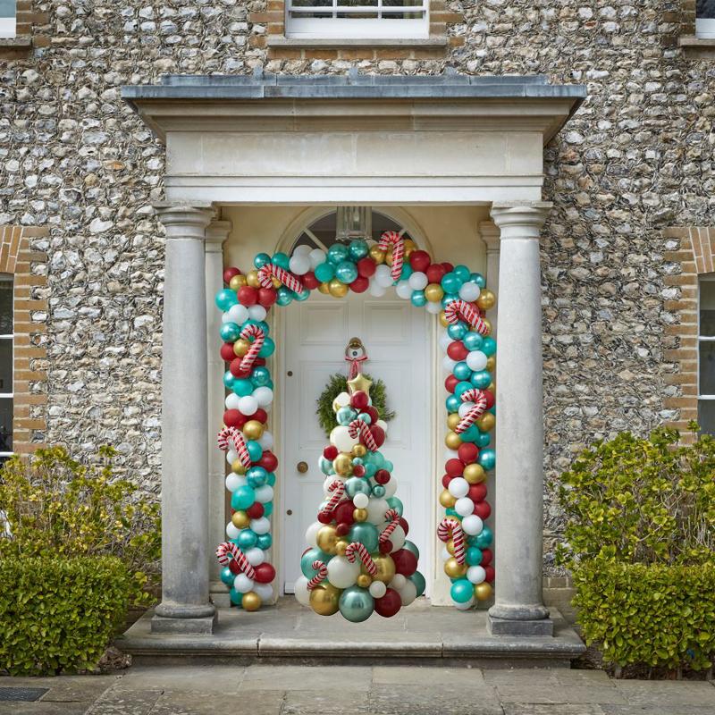 116Pcs Christmas Tree Novelty Candy Cane Balloon Decorations Balloon Arch Kit Christmas Decorations
