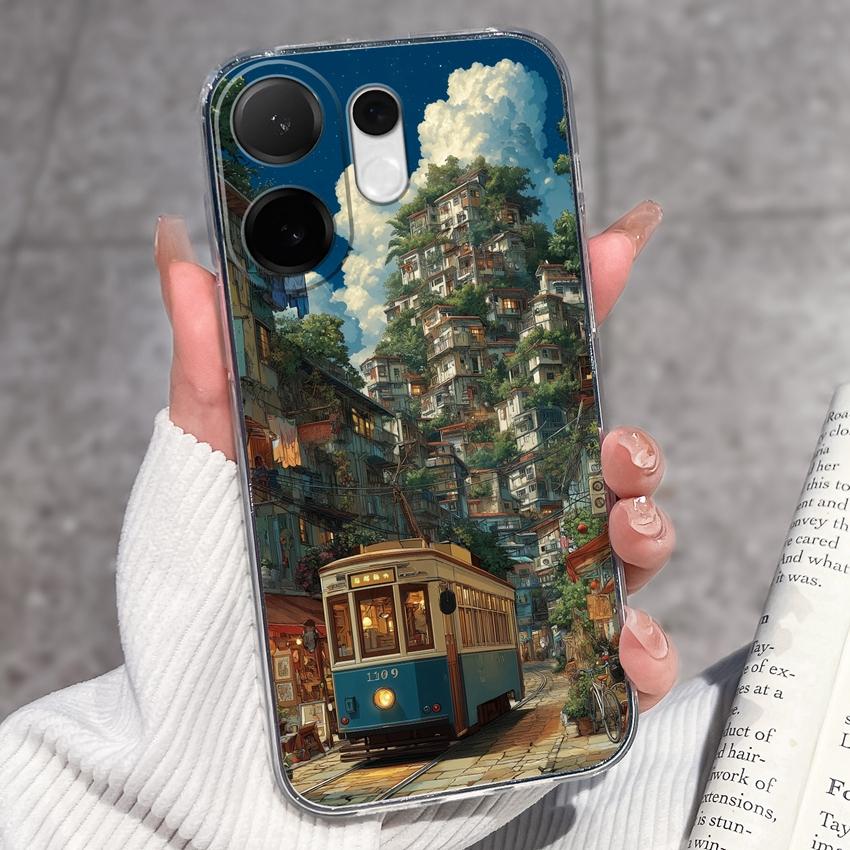 For Vivo V60 V50 V40 Lite V40e V30e V20 Pro SE Phone Case Beautiful Mountain Range Patterns Transparent TPU Anti Slip Soft Back Covers For Vivo Casing
