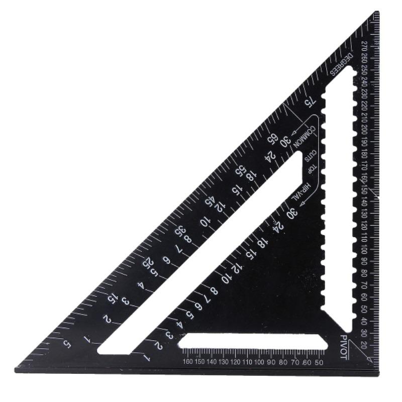 12inch Metric Aluminum Alloy Triangle Angle Ruler Protractor Woodworking Measurement Tool 30cm Quick Read Square Layout Gauge