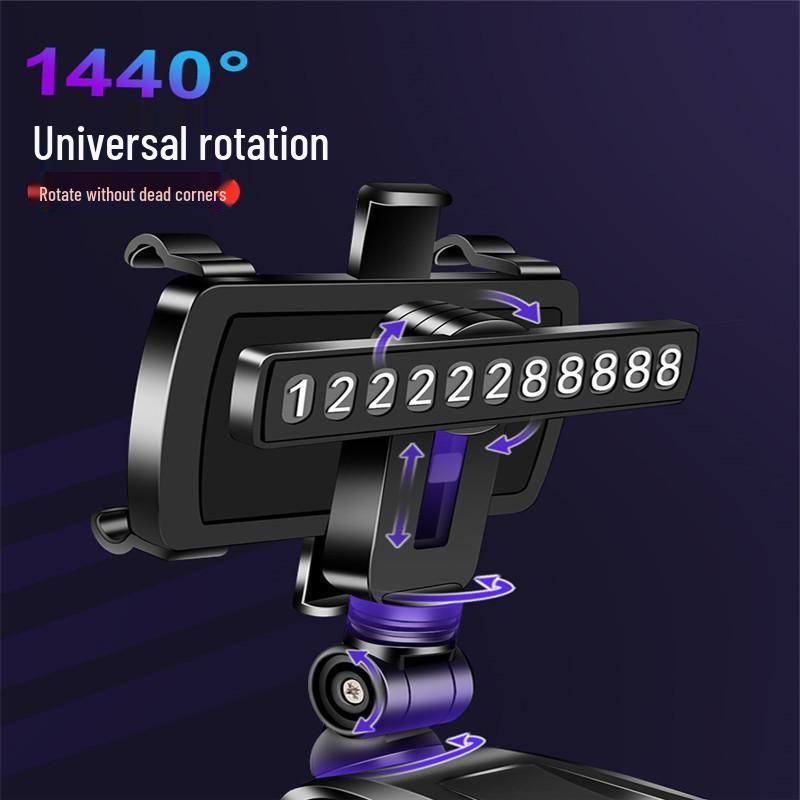 3-in-1 Non-slip Car Phone Holder with Parking Number Plate