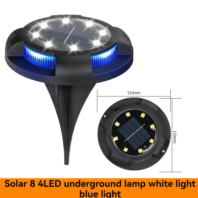 Black Shell Outdoor Waterproof Solar Buried Light 8+4LED Side Light Deck Light Lawn Garden Garden Installed Ground Insert Light