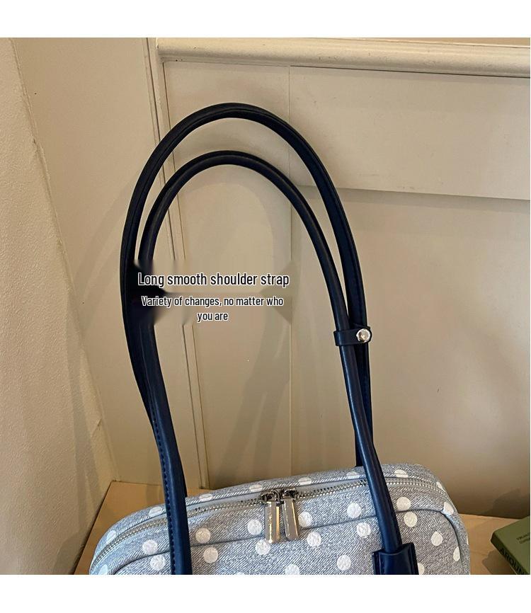 2026 Korean Polka Dot Bowling Handbag: Stylish Single Shoulder Underarm Bag