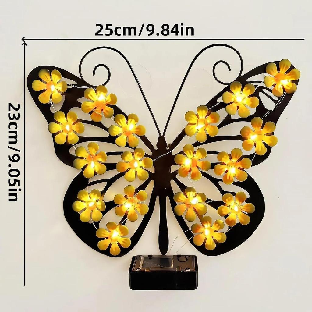 Decorative Metal Wall-Mounted Solar Light In the Shape of a Butterfly
