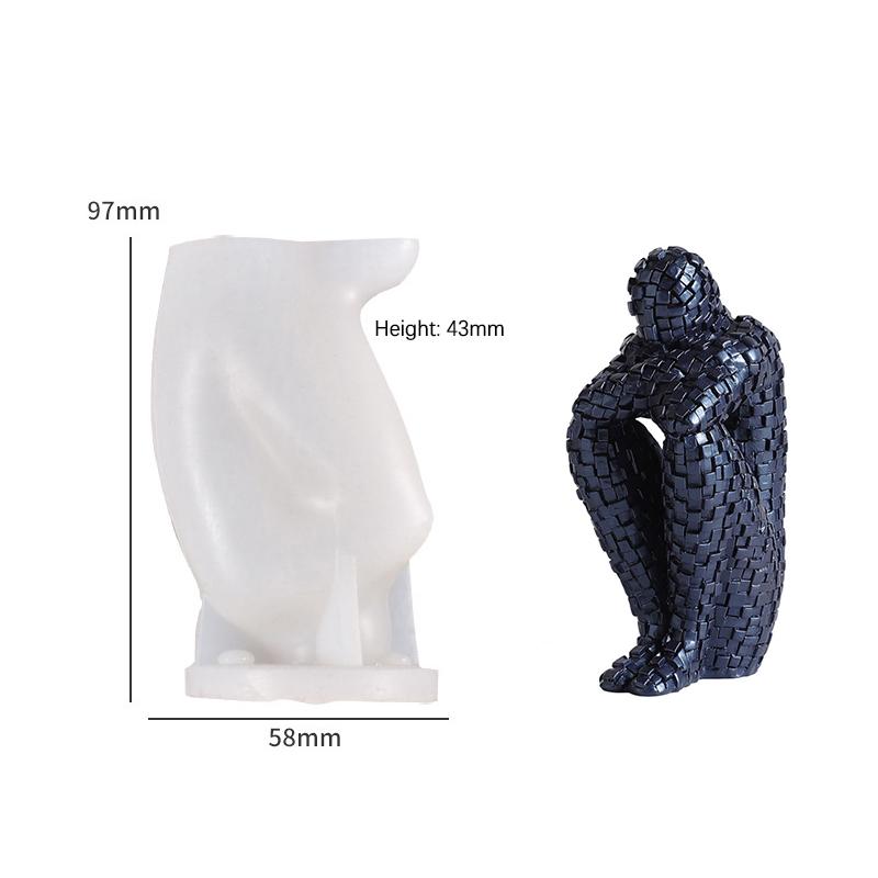3D Abstraktes Denkporträt Kerze Silikonform DIY Nordische Kunst Abstraktes Menschlicher Körper Gipsform Epoxidharz Handwerk Heimdekor