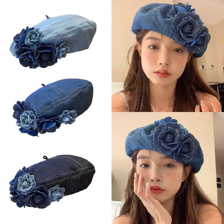 Novelty Stylish Cabbie Hat for Men Women Hat Denims Vintage Cabbie Caps Unisex Headwear Autumn Winter Hat for Daily Wear